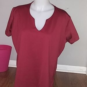 🌈Red Split-Neckline Short-Sleeved Shirt